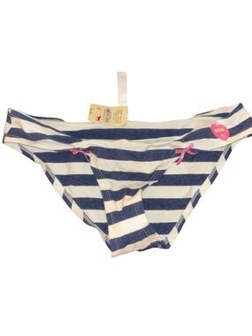 PINK Victoria's Secret Navy and White Striped Bikini Bottoms with Pink Bows